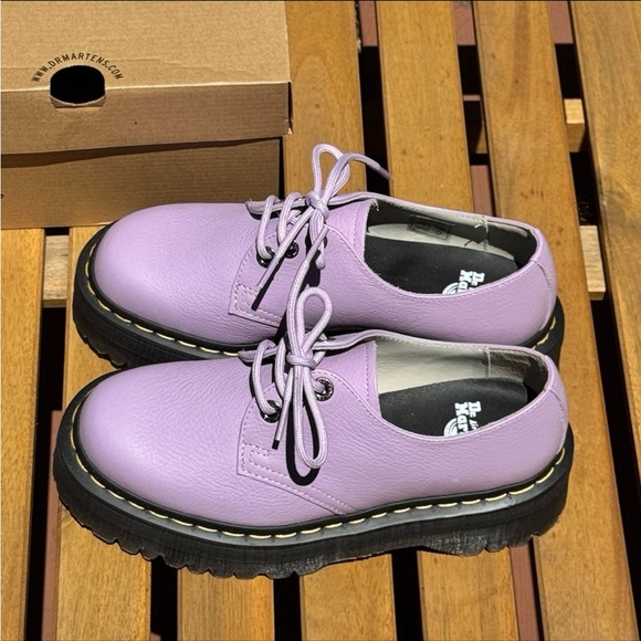 Dr. Martens 1461 || Pisa Lilac Leather Platform Shoes NEW - Picture 7 of 9